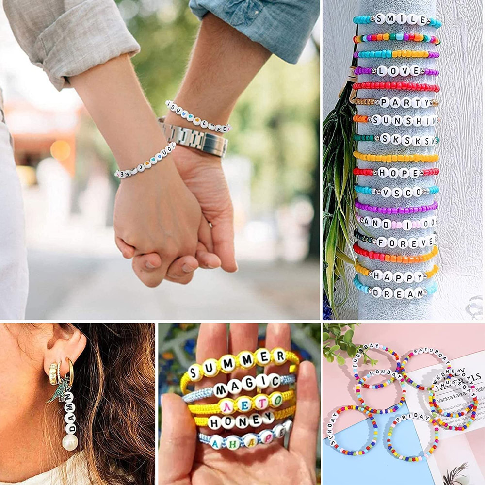 50-100Pcs Random Mixed Letter Acrylic Beads Flat Round Alphabet Charms Beads For Bracelet Necklace Jewelry Making KS