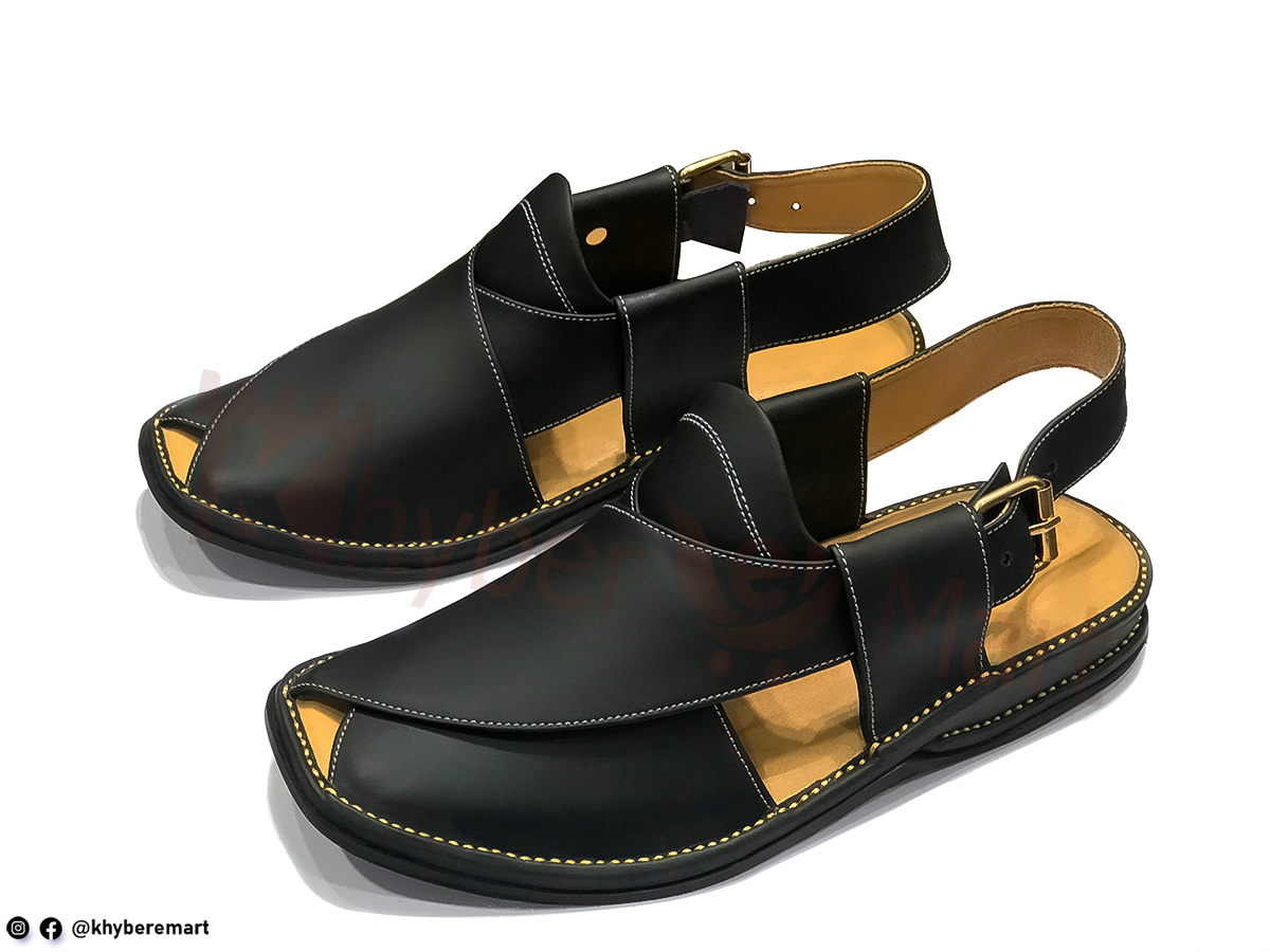 Black chappal hot sale for men