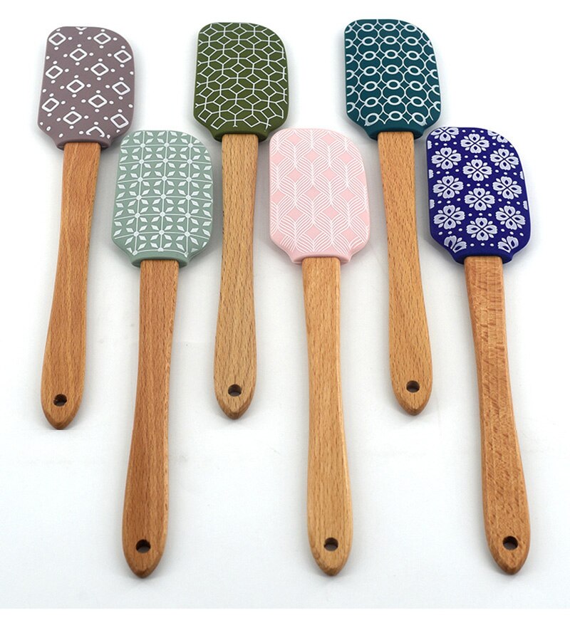 Geometric Silicone Spatula Cake Scraper Cream Mixing Spatula Kitchen Gadgets Heat-Resistant Utensils Cake Brush Kitchen Tools