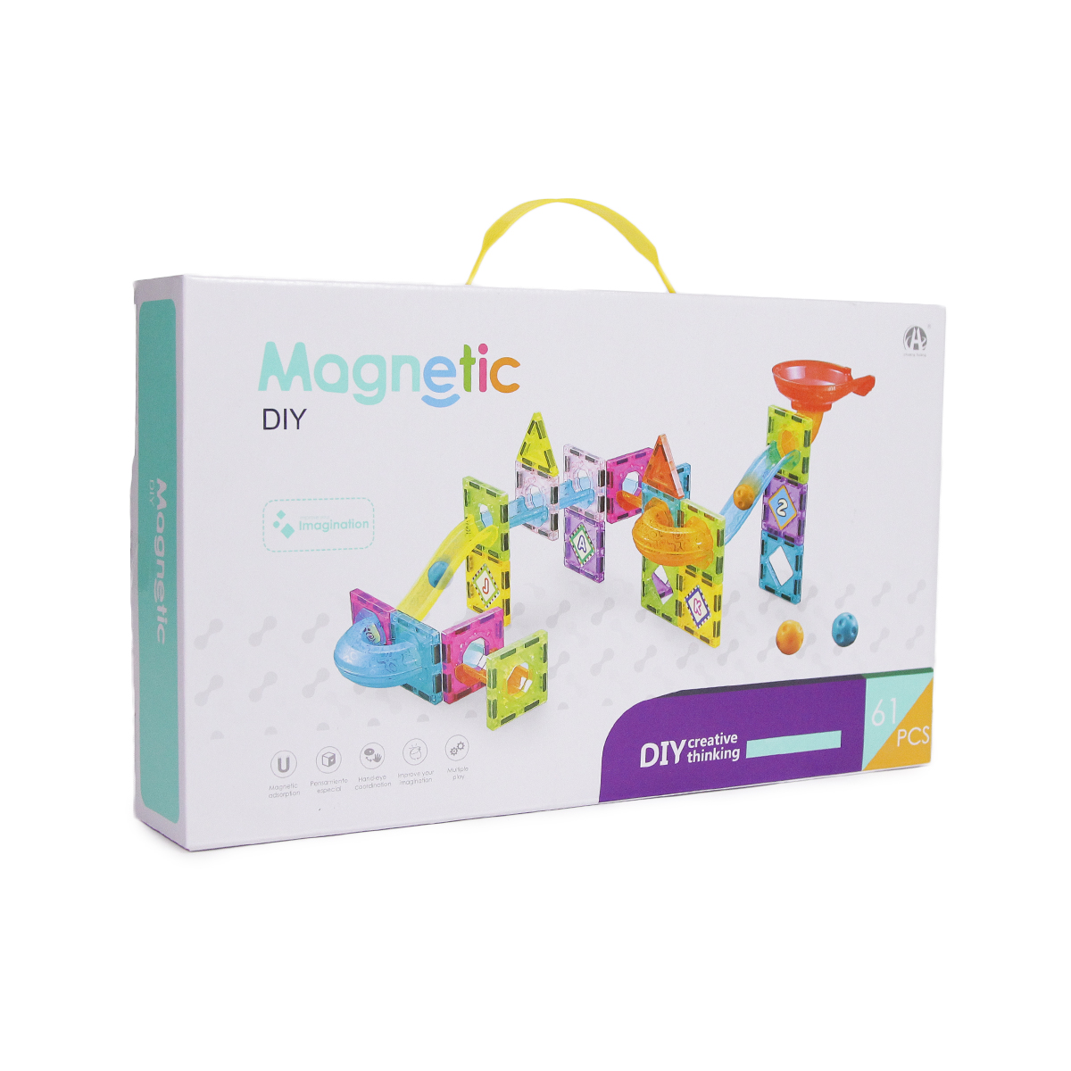 Magnetic Tiles Marble Run For Kids, 3D Clear Color Magnetic Building Blocks Set 68 Pcs, Building Blocks Set Race Track Toy Construction Kit Castle Building Blocks For Toddlers Educational STEM Toys Building Set Gift For Kids Ages 3 and Above