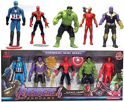 Pack Of 5 Marvel Avengers Superhero Action Figure Toy 5 Pcs Set for Boys Girls Kids (6 inch) Approx