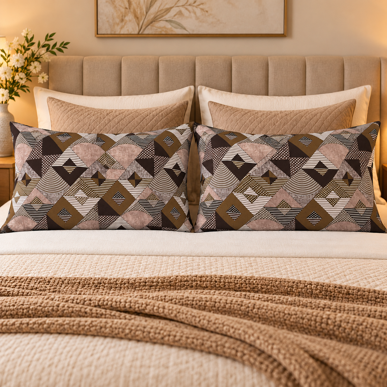 2 PCS  Pillow Cover Set 19 x 29 inch with Flap and piping | 100% PURE COTTON | PRINT & DYED | NO FADE | ENVELOPE CLOSURE | TAKYA COVER