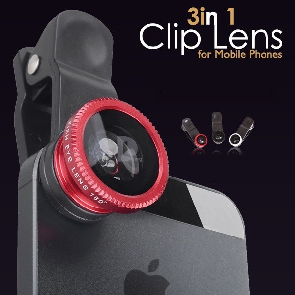 3 In 1 - Clear Zoom Mobile Camera Lens Selfie Mobile Phone Clip Lenses Fish Eye Wide Angle Macro Camera