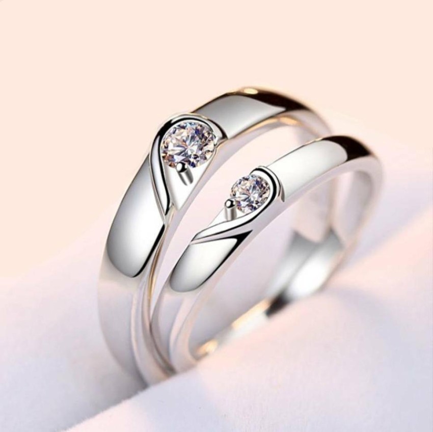Luxury AAA Zircon Couple Paired Rings For Women Men Proposal Promise Adjustable Geometric Wedding Rings Anniversary Jewelry Gift