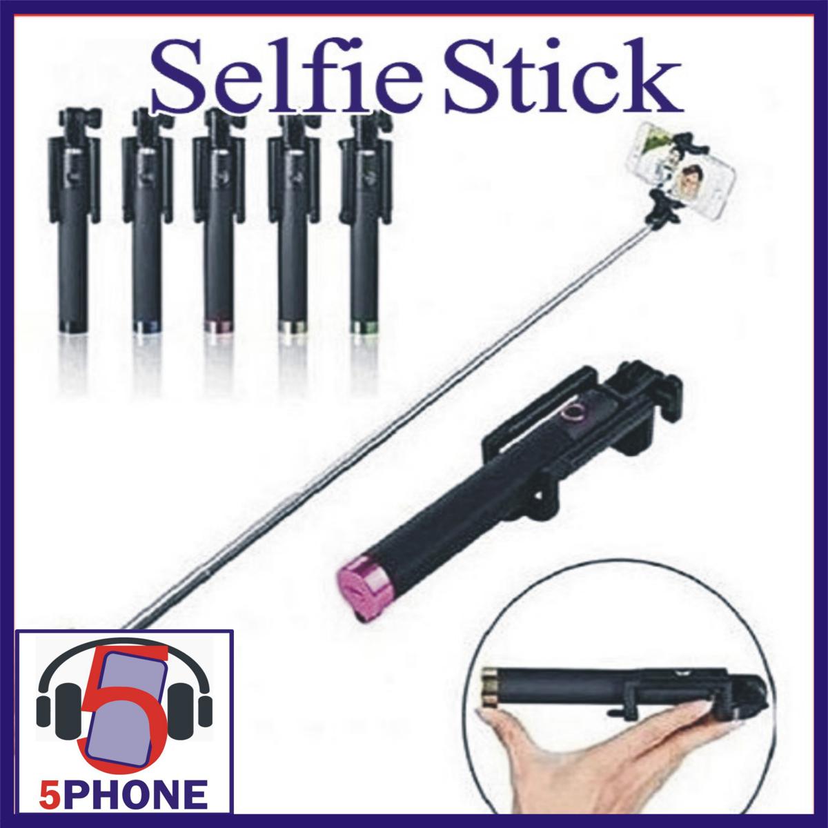 5PHONE SELFIE STICK MONOPOD FOR SMART PHONES & DIGITAL CAMERAS WEIRED SELFIESTICK WITH AUX FOR MOBILES CAPTURE BIG GROUP SELFIES WITH CAPTURE BUTTON WIRE CONNECTED