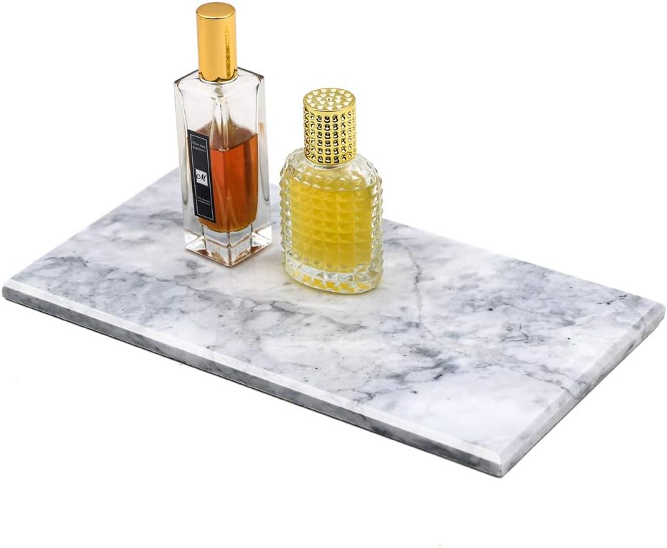Natural Marble Tray for Bathroom, Vanity, Dresser, Counter or Home