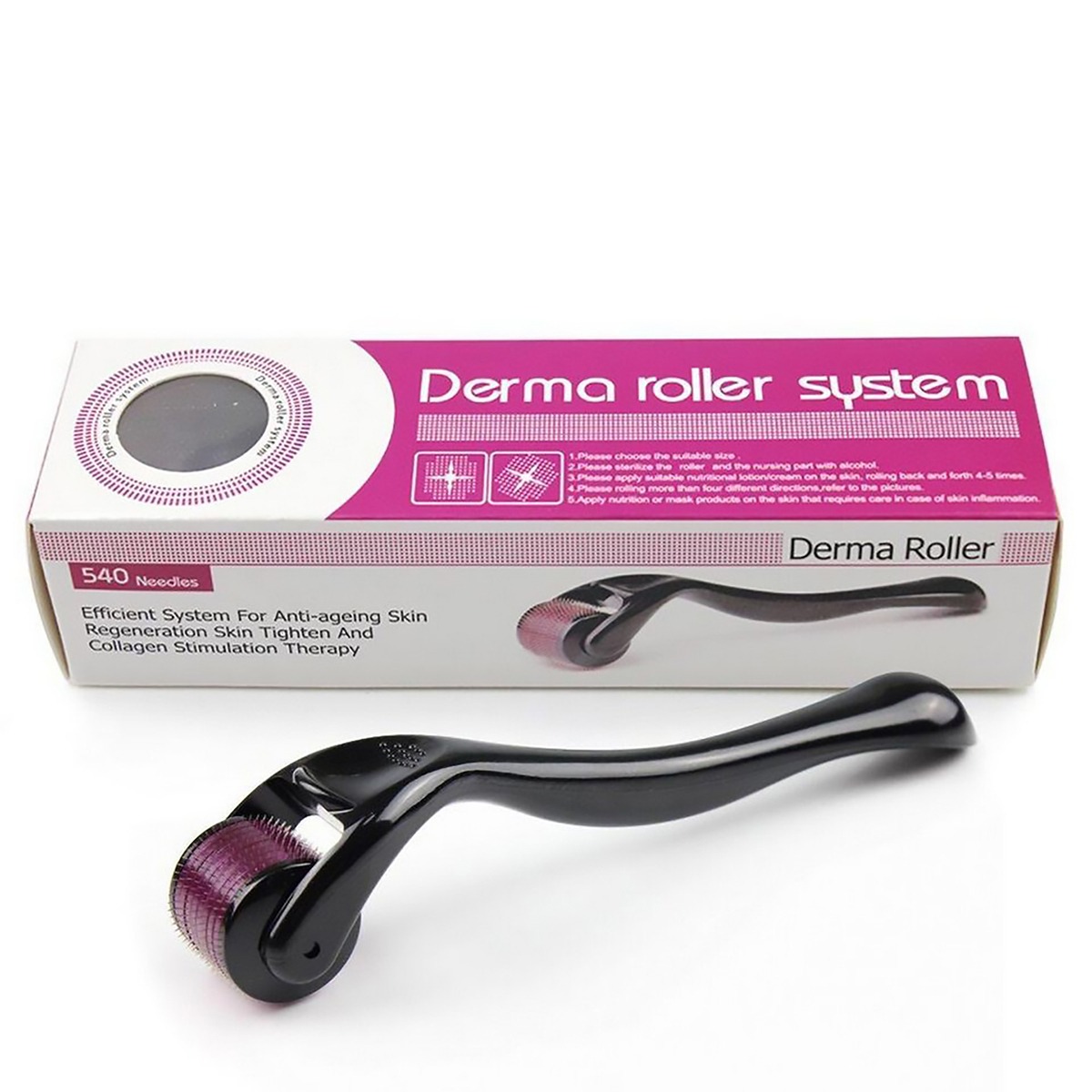 0.5mm Derma Roller for Hair & Skin Care | Titanium Microneedle Roller for Hair Growth, Beard, Face & Scalp | Personal Beauty Tool for Men & Women | All Black