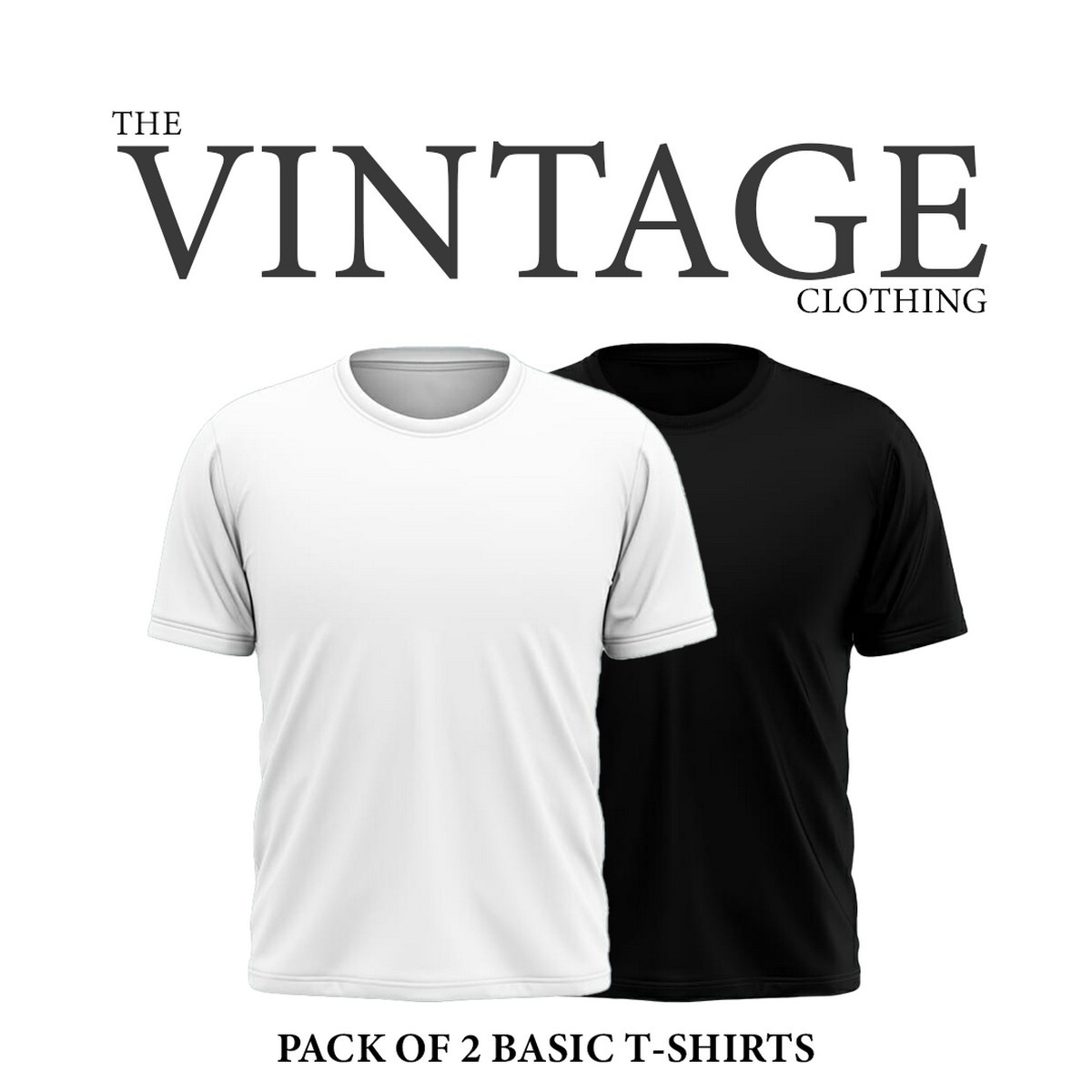 The Vintage Clothing Pack of 2 plain basic half sleeves Tshirt For Men