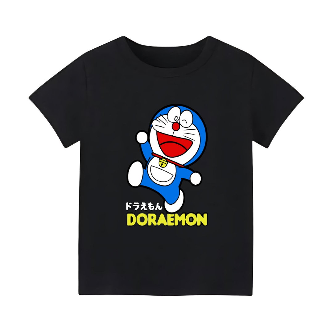 Chote Bachay Printed T-Shirts for Boys - Doraemon Black T-shirt - Premium Printed T-shirts For Teen Boys & Girls - High Quality T-shirts For Toddler Boys & Girls - 100% Cotton, High-Quality DTF Prints, Ages 6 Months to 12 Years, Free Delivery