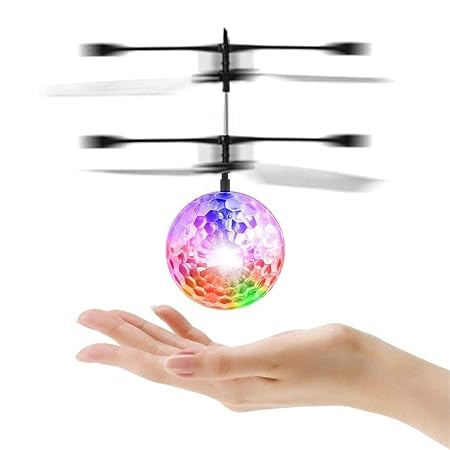 Interactive RC LED Helicopter with Colorful Lights and Weight Sensor - USB Rechargeable Flying Ball Toy for Kids 6+ Years