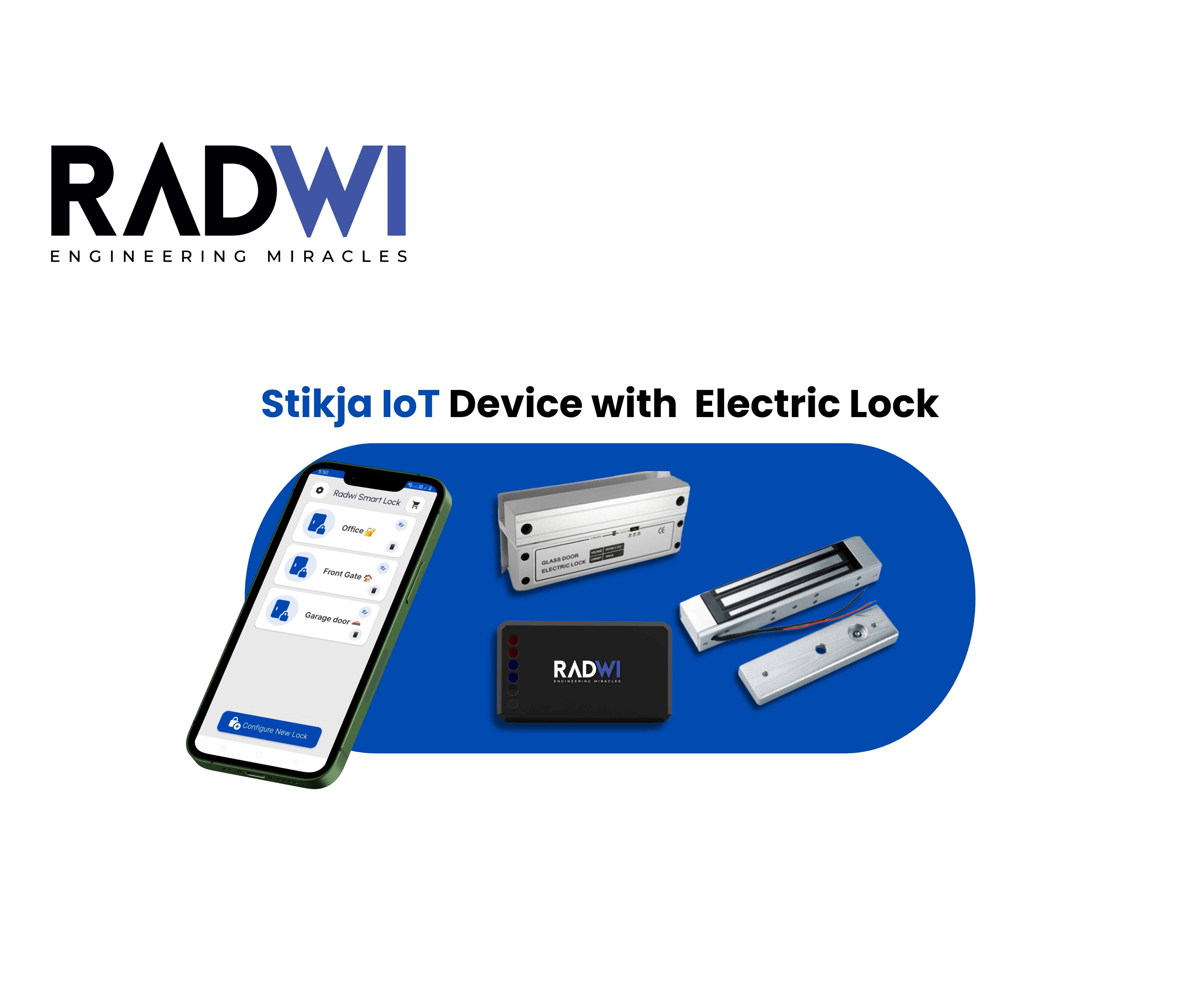 Smart Automatic Electric Glass Door Lock Gadget RADWI Stikja IoT