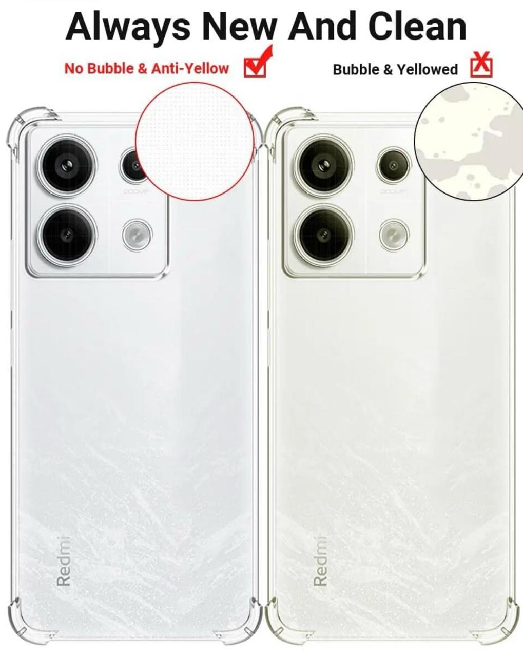 Redmi Note 13 4G Transparent Soft TPU Bumper Clear Back Case Shockproof