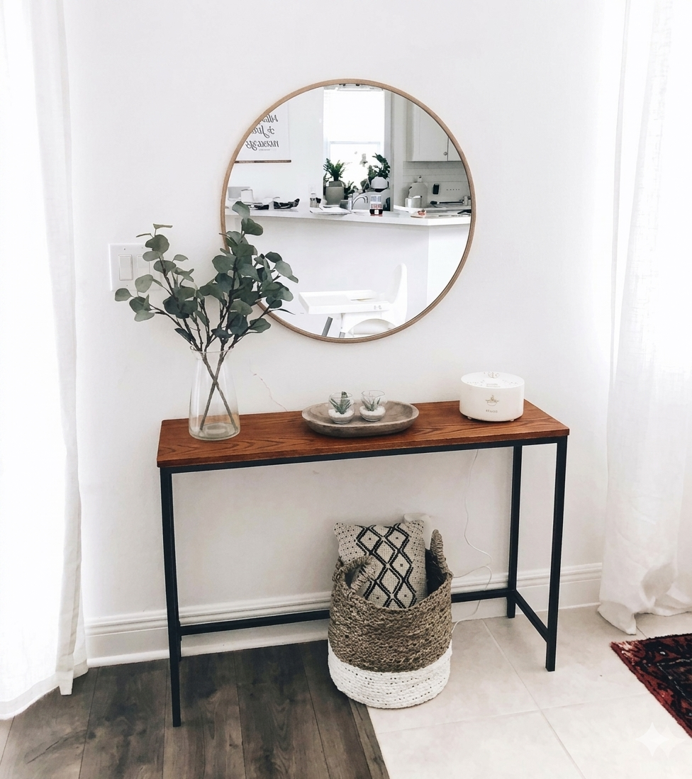 Luxury Console Table – Black Marble Design Top with Black Metal Frame | Modern Entryway & Hallway Table for Living Room | Wrought Iron Sofa Side Table | 40x32x12 Inches
