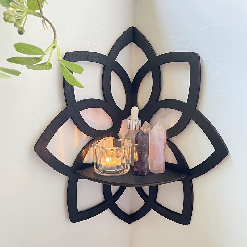 Pack of 3 Flower Shaped Wall Shelf, Corner Wall Shelf, Wooden Wall Shelf, Wall Mounted Corner Rack, Room Decoration Items, Wall Shelf , Wall Decoration Items, Home Decoration Items