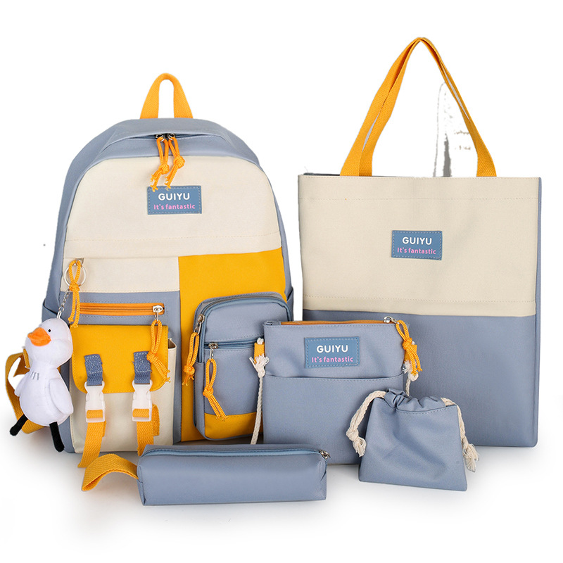 EFASHION 2024 GirlsLaptop Backpack 5 Pcs Set School Bags For Teenage