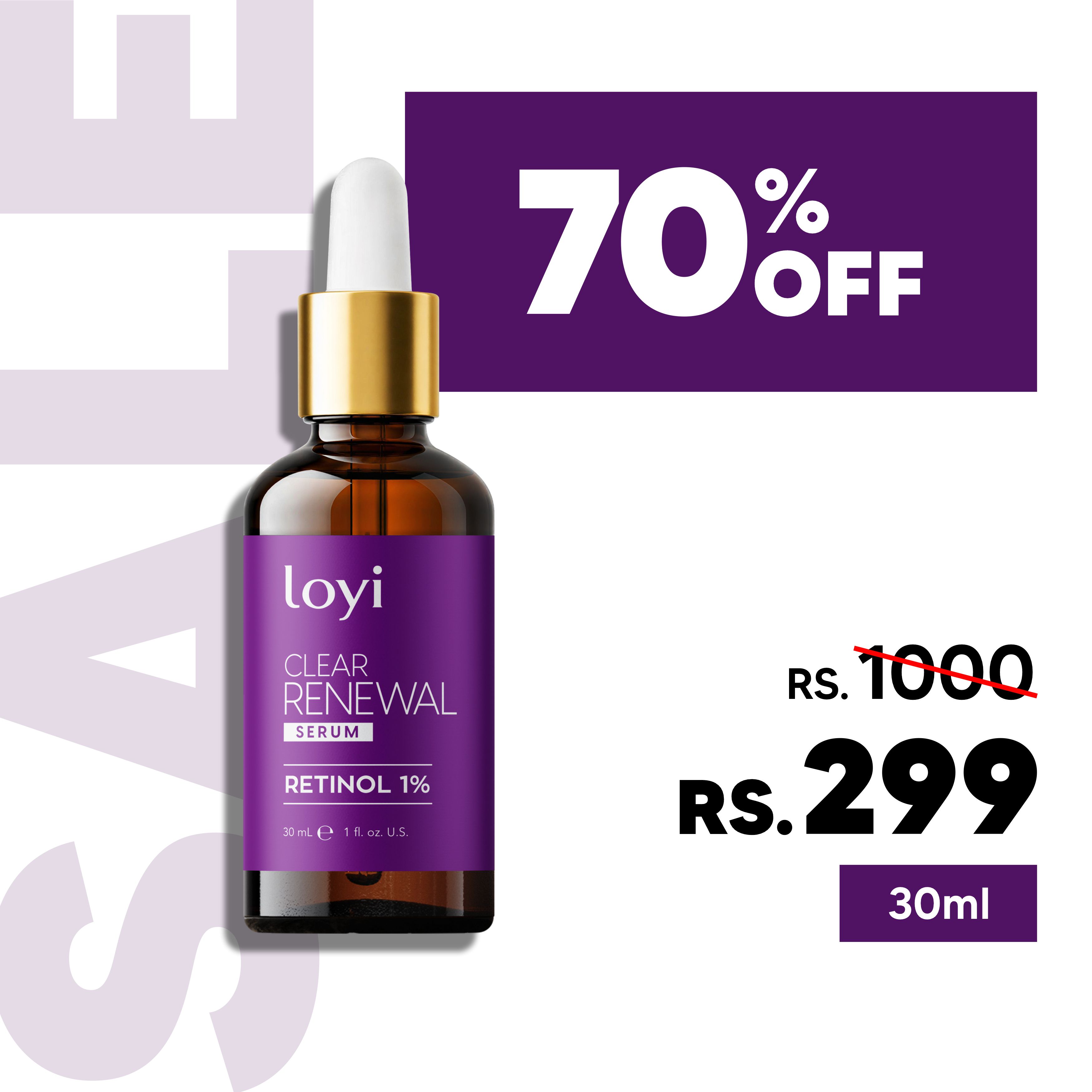 Loyi Retinol 1% Serum 30ml | Anti-Aging, Fine Line Reduction, Skin Renewal | Night Repair Serum for Youthful Glow