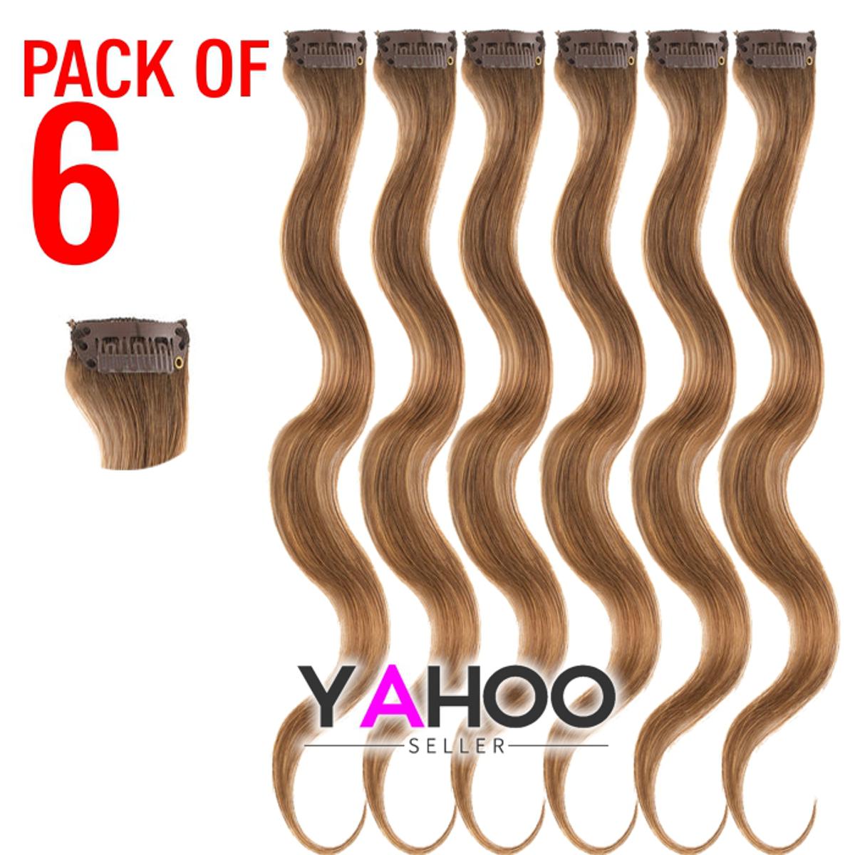 6 Pieces Blonde Golden Single Clip Hair Extension For Girls
