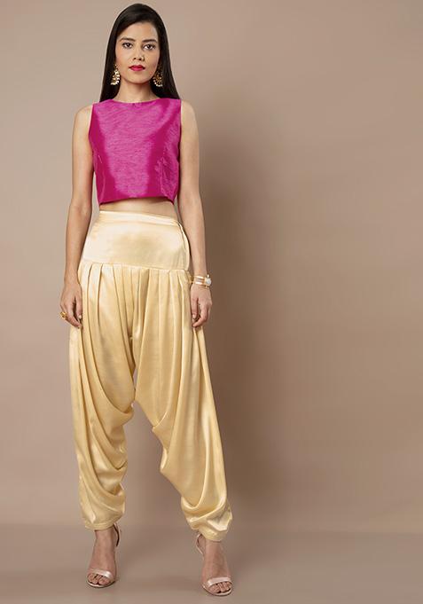 DESIGNER Ivory Pleated Satin Dhoti 