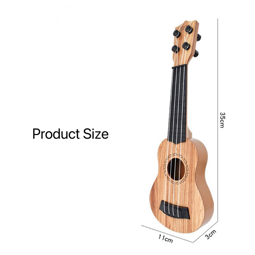 Wooden Classical Guitar Real Voice Toy 35cm Ukulele Children Guitar Toy, Simulating Acoustic Guitar for Kids 4-String Acoustic Music Learning Toys, Musical Instrument Educational wooden Guitar Toy