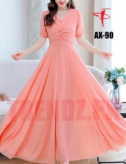 TRENDZ FASHION Swing Cocktail Wool Peach Material Stylish Maxi For Ladies AX-90
