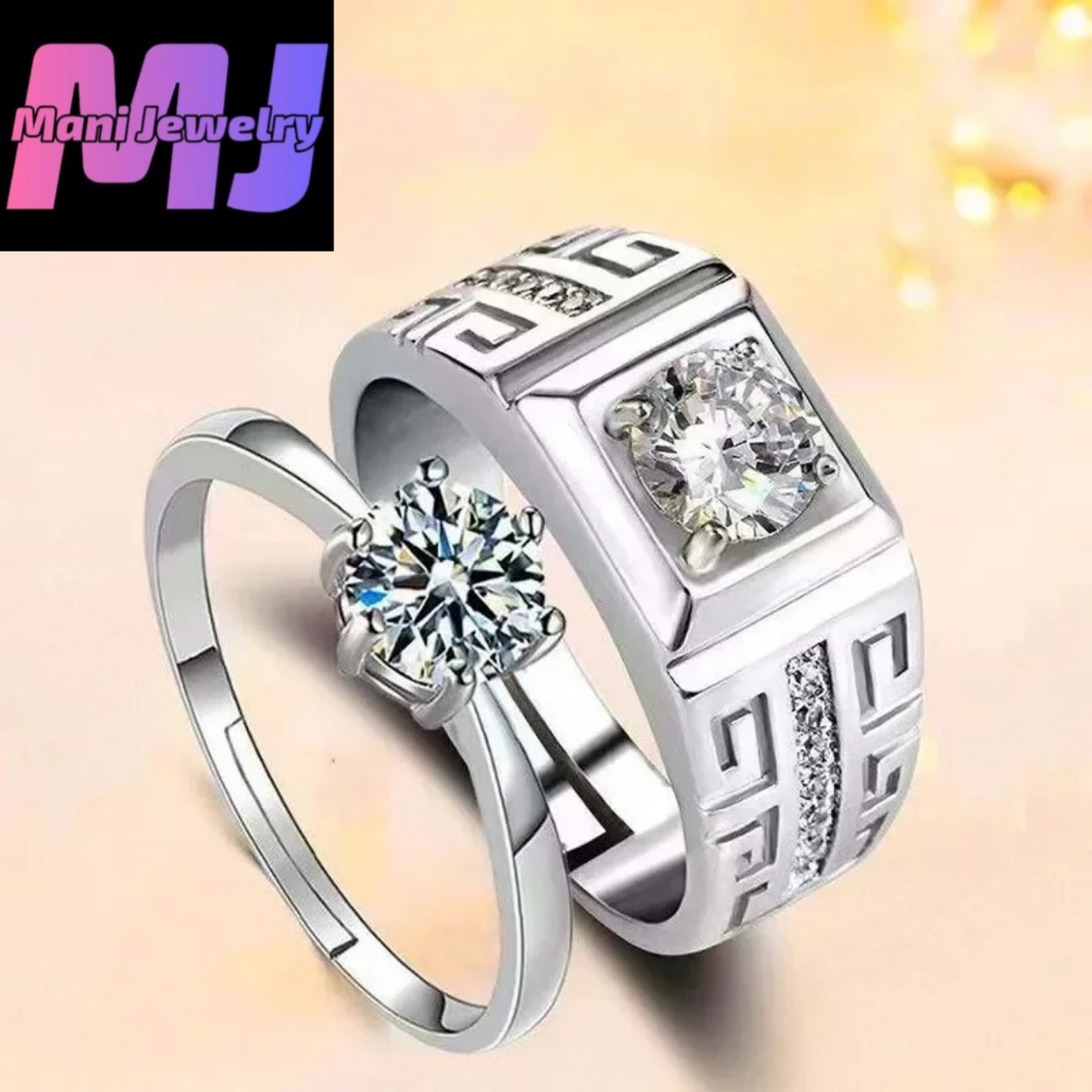 Mani Jewelry Couple Rings Adjustable Wedding Jewelry For Women Men Romantic Promise Wedding Anniversary Jewelry Gift