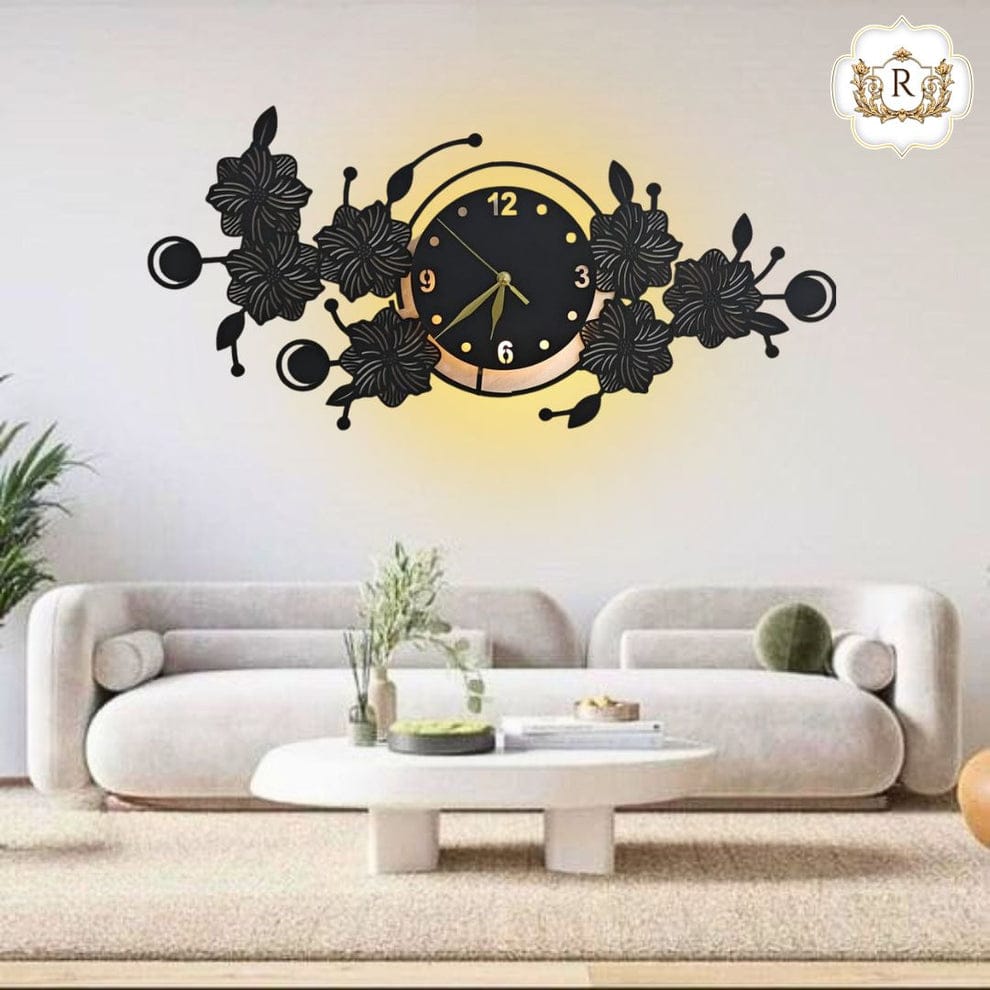 Reboch Decor Brand Flower Shaped 3D Wooden Wall Clock I Wooden Wall Clock I Wall Clocks I Wall Clock For Bedroom I Wall Clock for Room I Wooden Wall Clock I Wooden Clock I Clocks I Clock