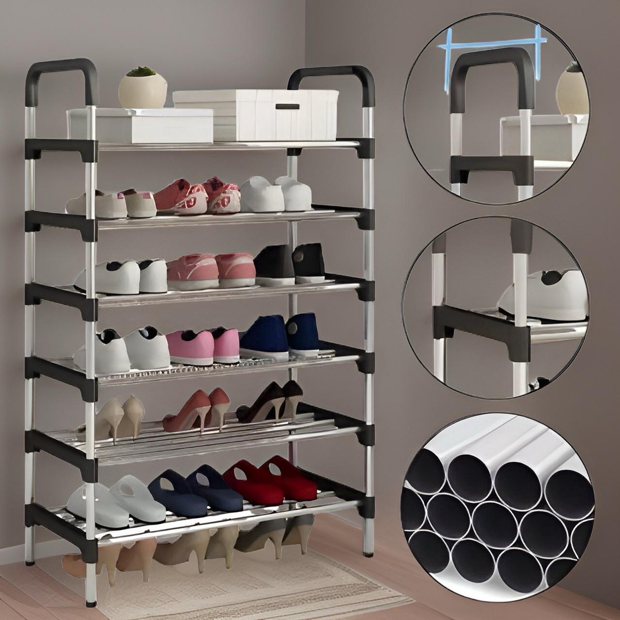 5, 6, Tiers Heavyweight Shoe Rack Organizer Stainless Steel Shoe Stand
