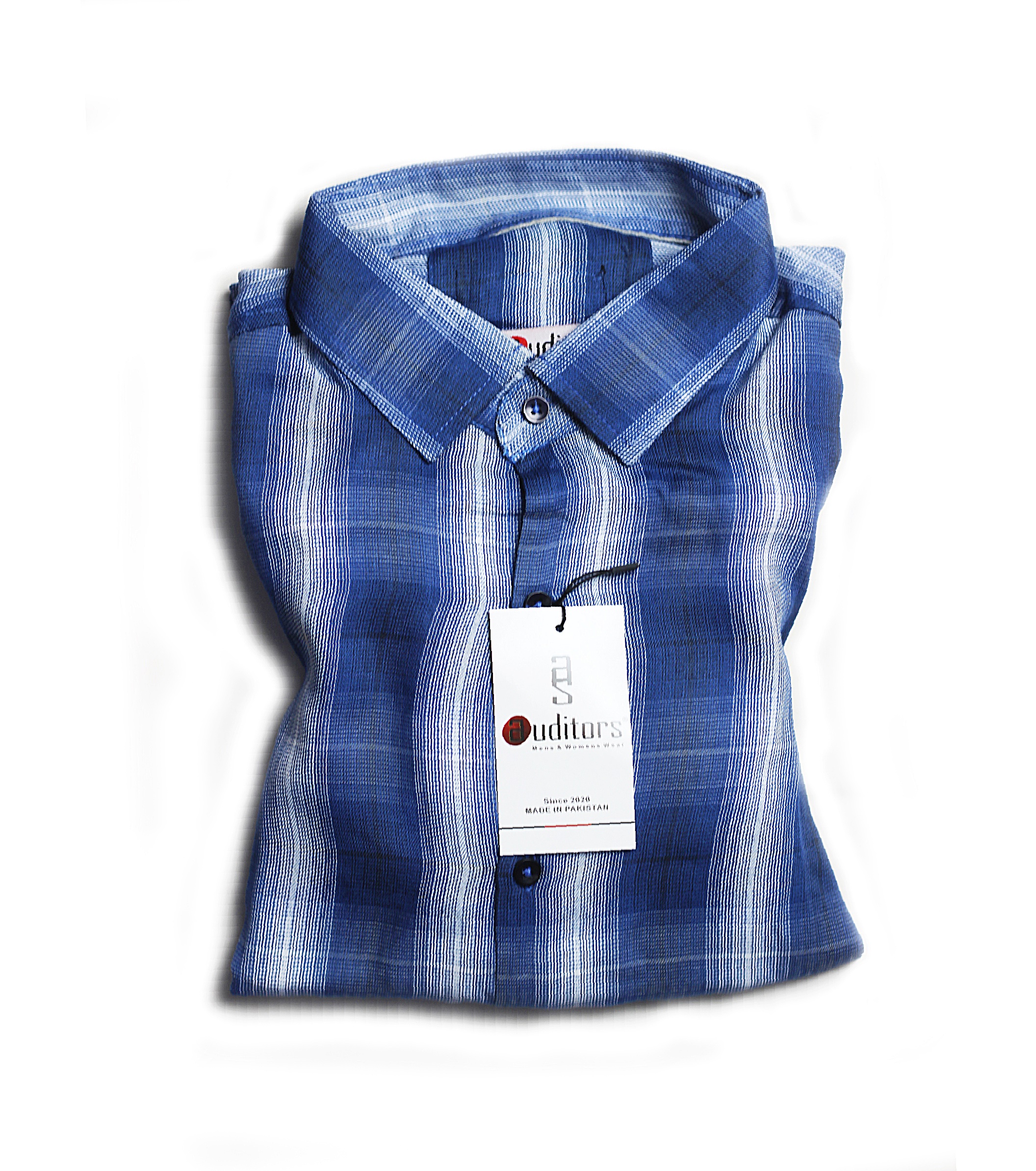 Auditors®️ Mens Semi-Formal Cotton Check Shirt Blue Colour 100% Pure Cotton Fabric For Year-Round - Code AMS-220