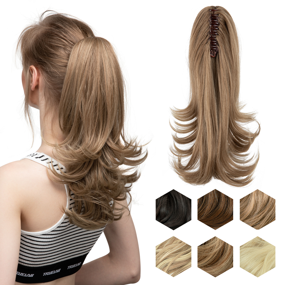 Synthetic Claw Clip In Ponytail Hair Extensions Hairpiece - Hair Wavy Step cutting With Catcher