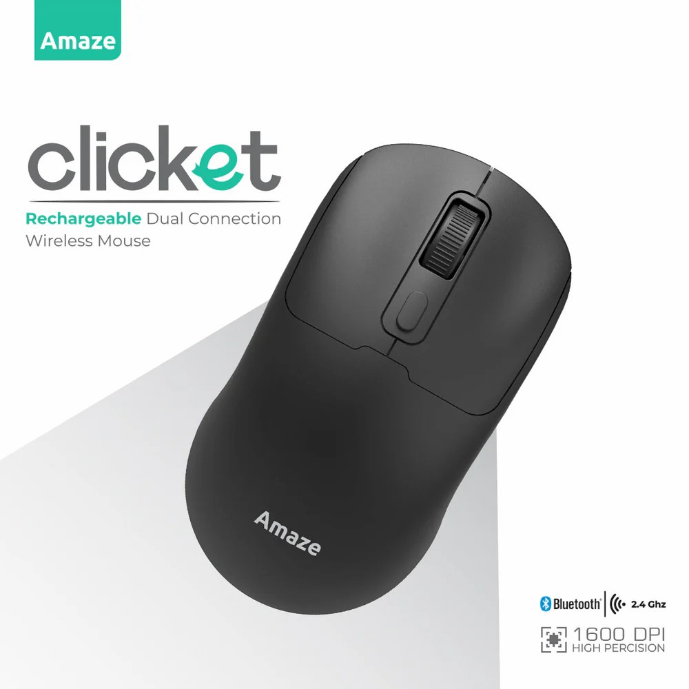 Amaze A712 Clicket Dual Mode Wireless Rechargeable Mouse Bluetooth and 2.4G with Adjustable DPI up to 1600 Black 10 03e6958ff19b3618b625574875a3d520
