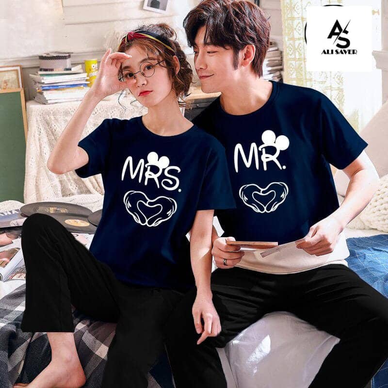 Couple Printed Night Suit For Women And Men