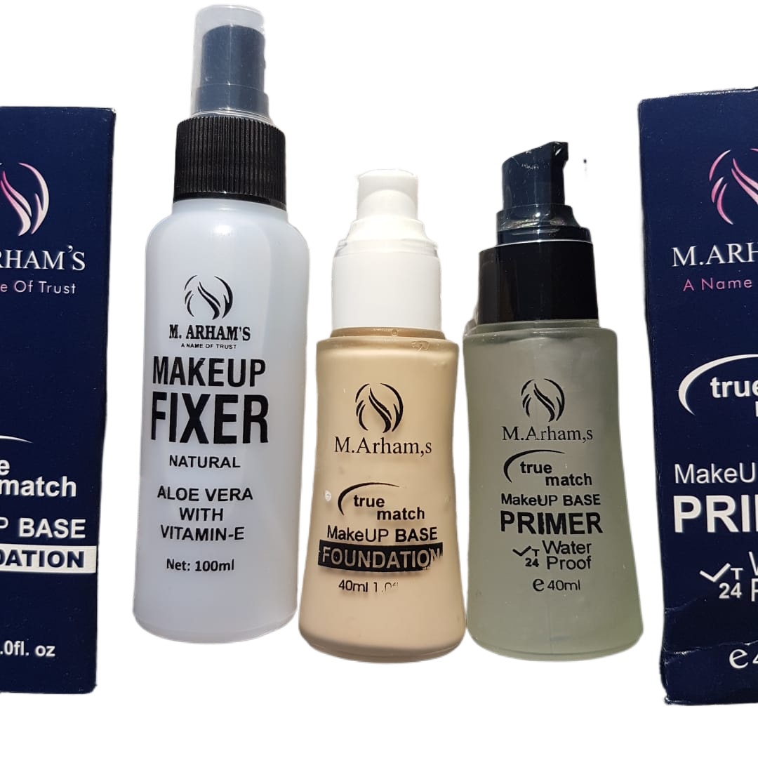 Deal Of 3 Foundation Pump, Makeup Base Primer, Fixer Spray