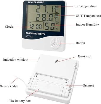HTC-1 Electronic Temperature Humidity Meter, For Medical Indoor Room LCD Digital Thermometer Hygrometer Weather Station Alarm Clock