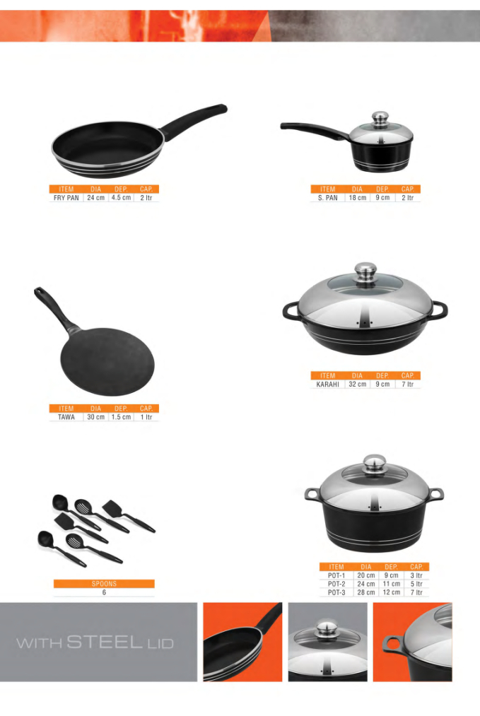 Sonex italiaGift pack Non Stick (with steel lid) 20 PIECES Cookware Set ...