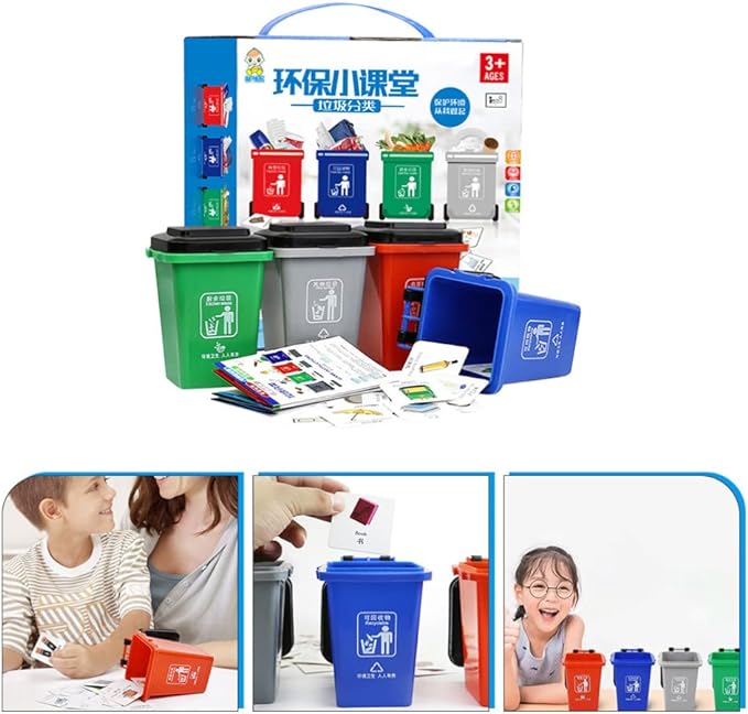 House Items Waste Sorting Garbage Bin Set Waste Management And Recycle ...