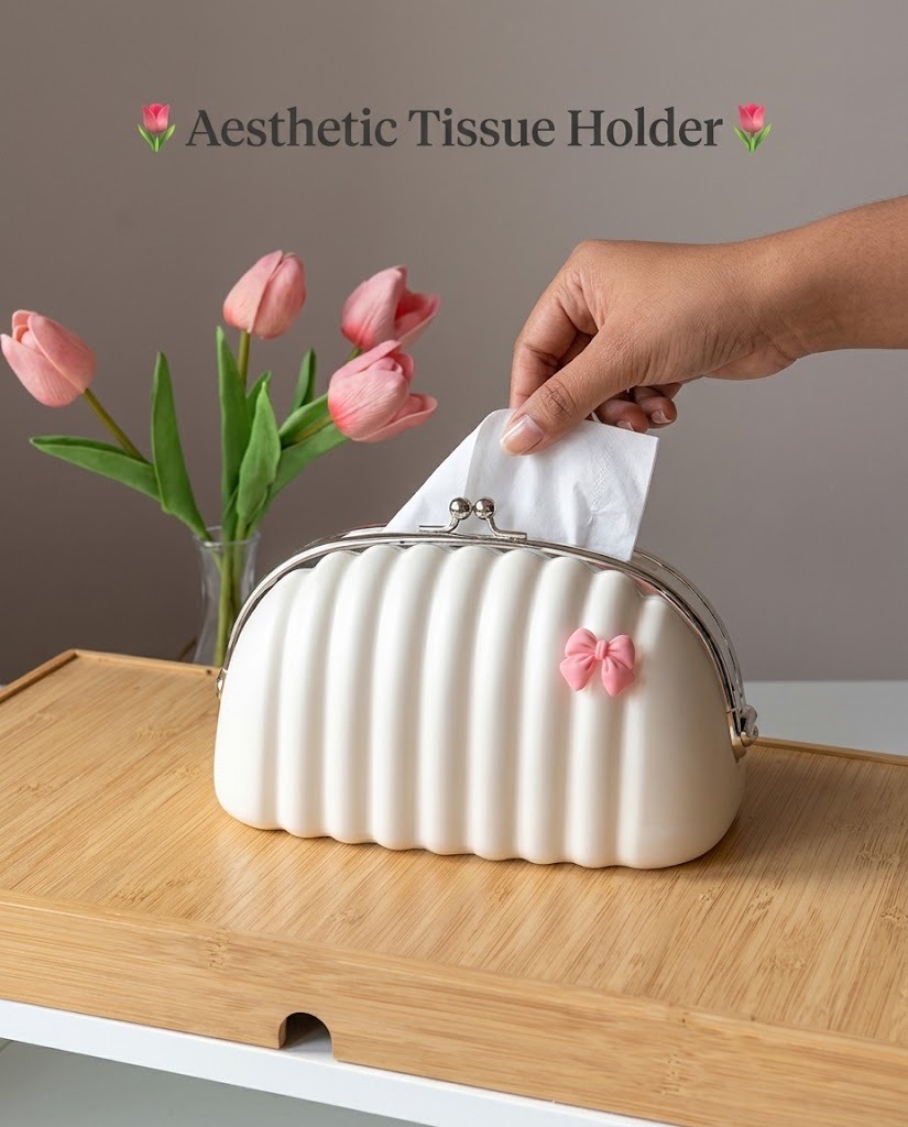 Ghar Kart Decorative Shell Tissue Box Case  Luxury Bread Style Napkin Holder  Modern Tissue Paper Box for Living Room, Office & Tea Table