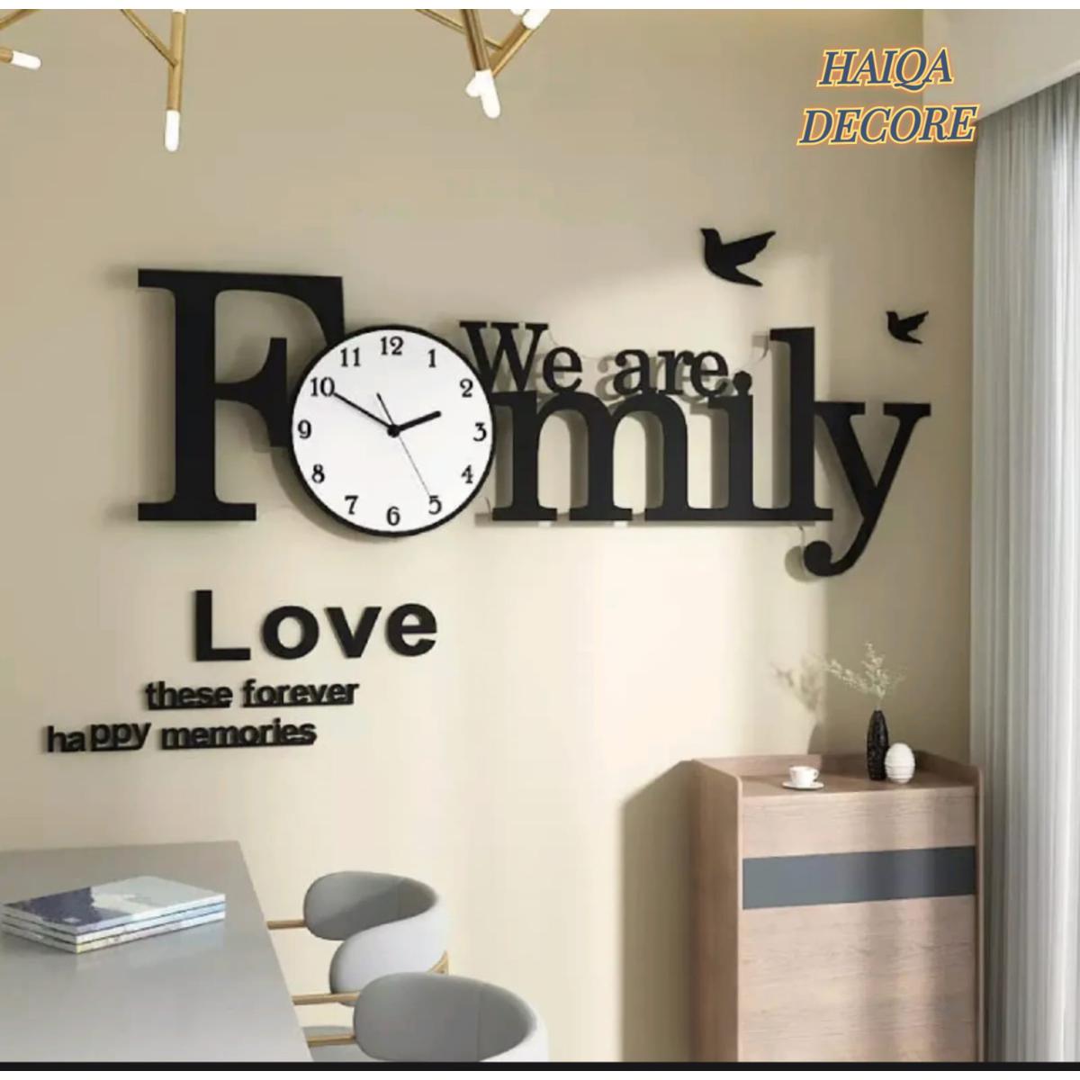 3D Wooden Wall Clock Diy Clock for Home Living Room and Offices and For Gifts Large Size Wooden Family Love Clock New Style 3D Wooden Clock