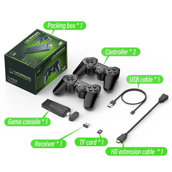 Video Game Controllers M8 64GB 10000 Retro Video Games 2.4Ghz 2 Player 4 Player Wireless Controllers Game Stick 4k Games