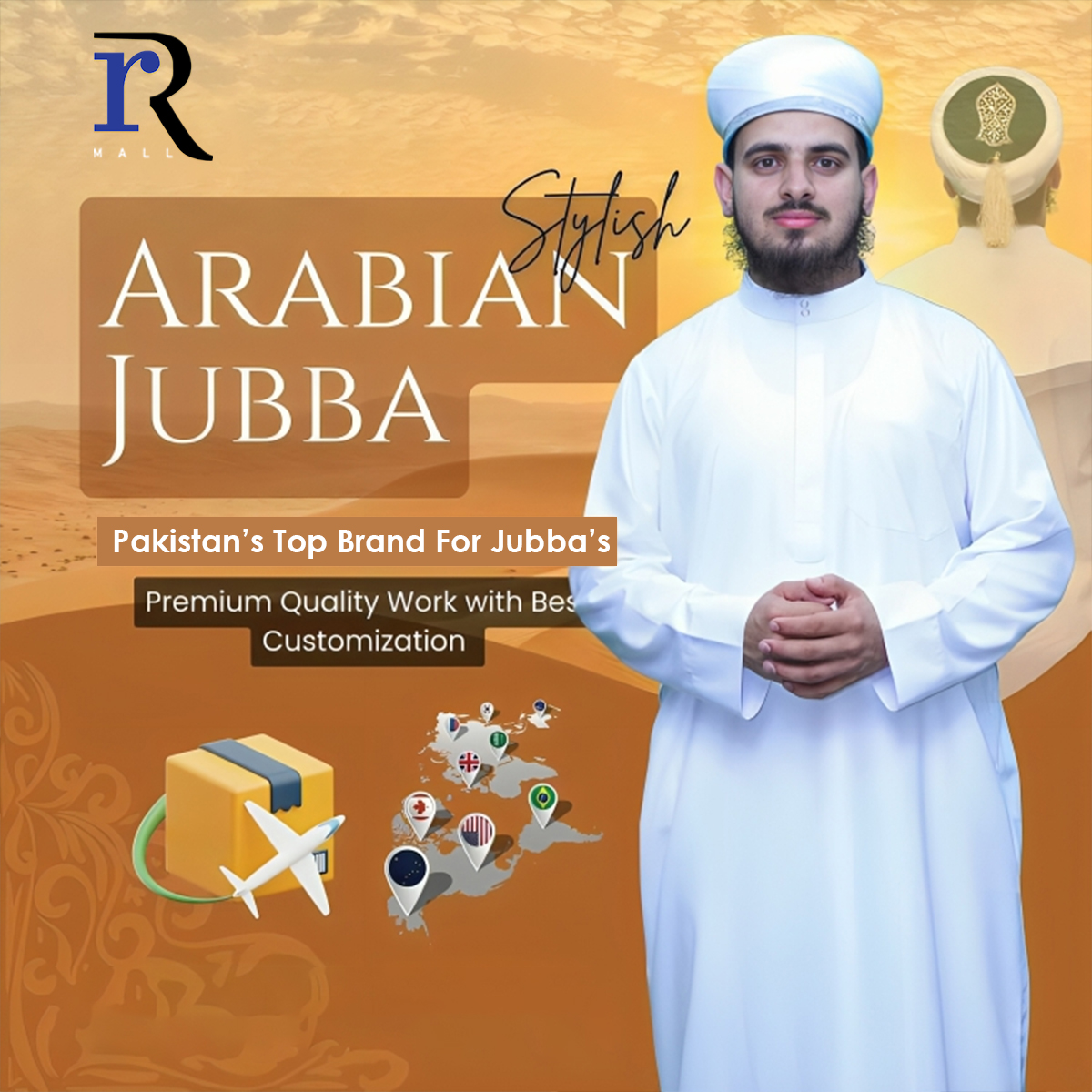 Madani Jubba House Presents Men Stylish Arabian Thobe Jubba - Premium Quality Work with Best Customization -  Men's Muslim Arabic Long Sleeve Robe Islamic Arabic Abaya Thobe