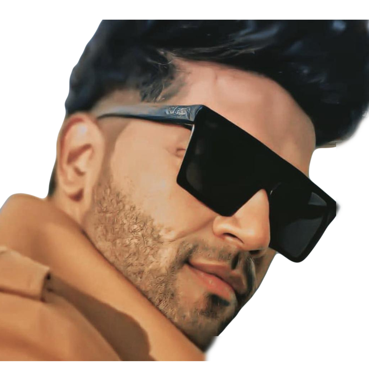 Guru Randhawa Oversize Square Fashion Sunglasses For Men Full Black and Brown / Glasses for Mens
