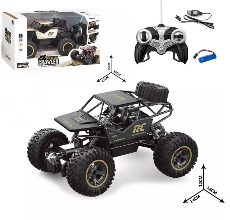 Metal Remote Control Jeep 4x4 –  smoke Rock Crawler Electric RC Car 1/18 | Alloyed Off Road Remote Control Toy Car for Kids & Boys | 2WD Joystick Controller Rechargeable Batteries | RC 2029 Monster Rock Crawler Car – Hobbies Vehicles for Kids