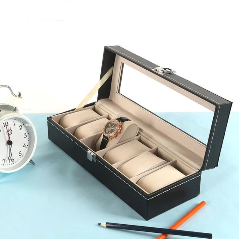 DecorZone 12 Slots Fashion Watch Box PU Leather Watch Case Holder Organizer 2 Layers Jewelry Display Storage Stand Box for Gift Men Women