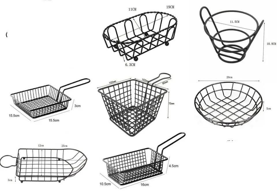 New Imported Quality French Fries Basket Snack Basket Fried Chicken Holder Fried Food Containe Strainer Basket Restaurant Tableware Party Supplies Cone Basket Fry Holder