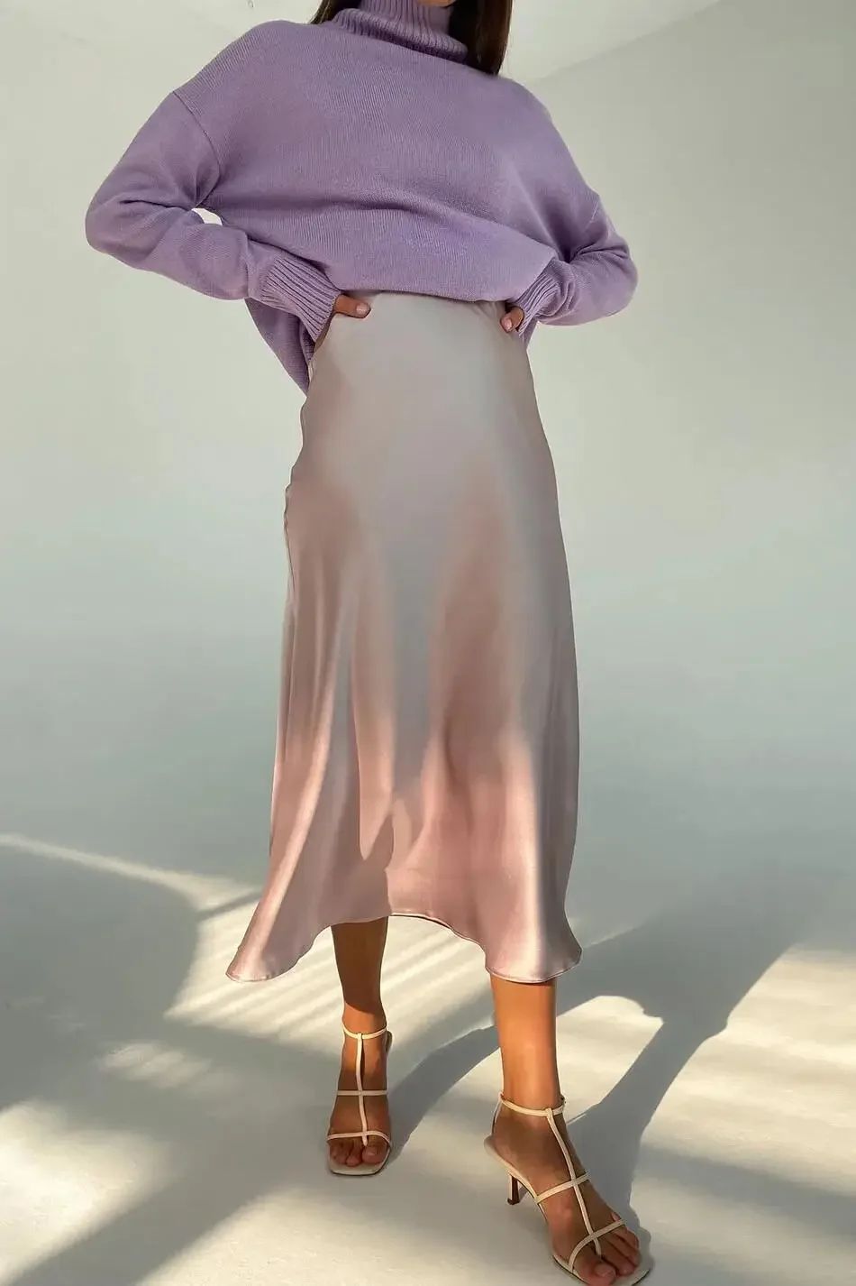 Premium Silk Casual Spring/Summer 2025 Long Solid Fishtail Skirt for Women - Elegant, Comfortable, Versatile (XS-XL)