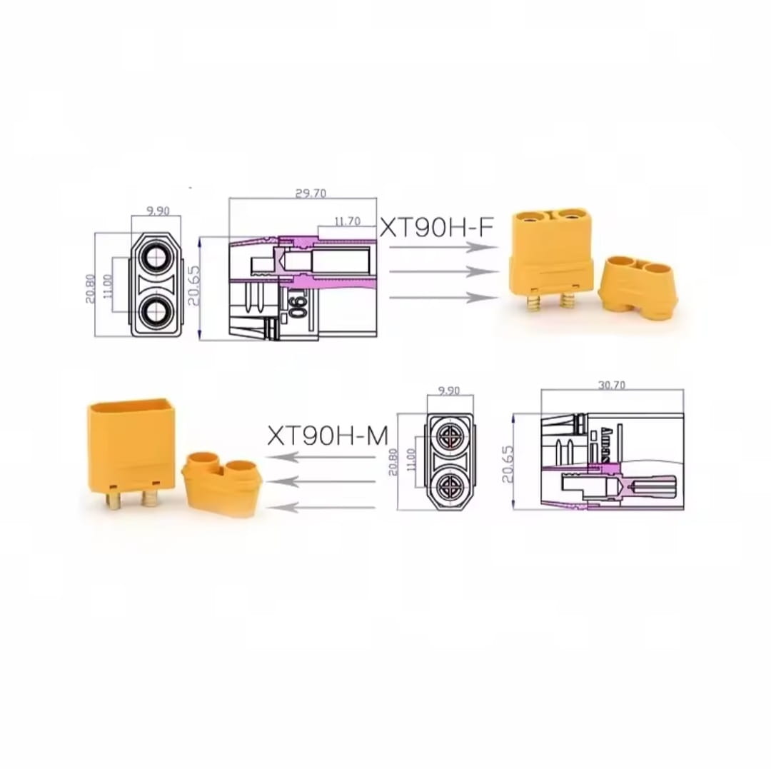 XT90 Battery Connector Male & Female Bullet Plug for Solar RC Batteries-High Current Socket