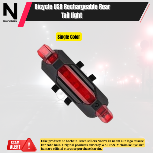 Noor’s USB Rechargeable Bicycle Tail Light  Waterproof LED Bike Rear Safety Warning Light for Bicycle & Motorcycle Cycling Accessories