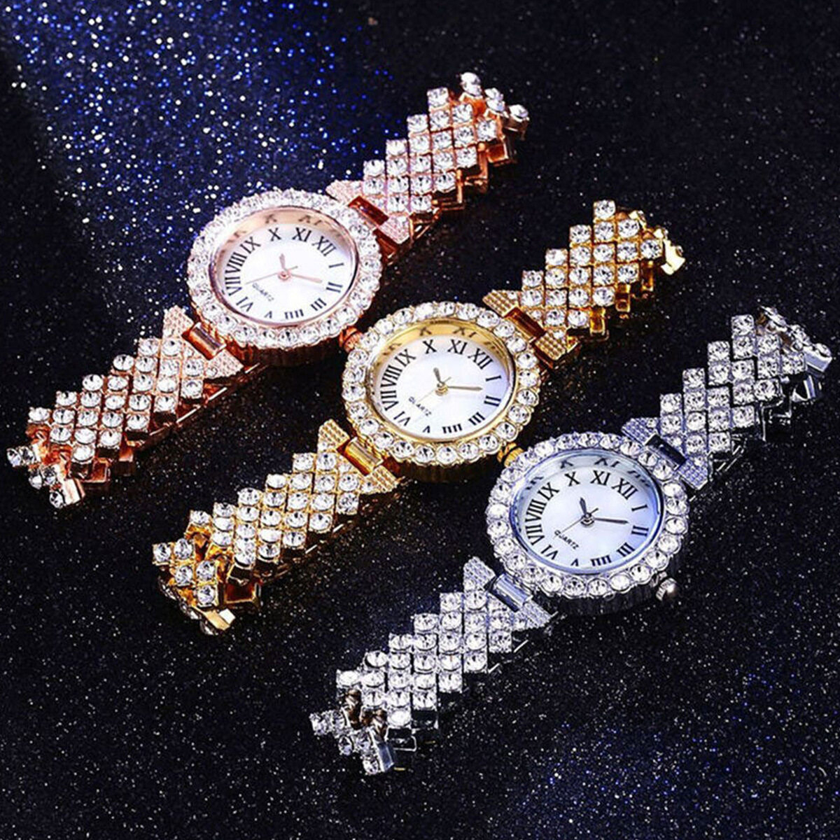 Full Rhinestone Steel Belt Ladies Watch Roman Face Stars Temperament Business Women's Watch Bracelet Watch