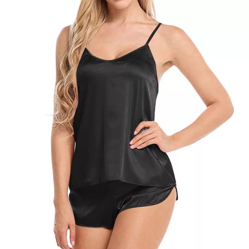 Tanktop Set Top and Shorts Premium Matte Satin Nighties For Women Shortwear Sleeping Suit Lingerie Sleepwear Night wear For Women,Ladies & Girl