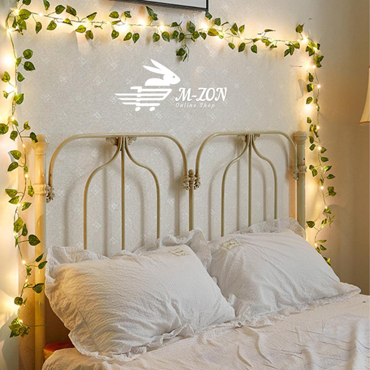 Artificial Bail with LED Fairy Lights Battery Operated - Artificial Money plant leaves Garland with LED Lights for Room Decoration 7.5 Ft