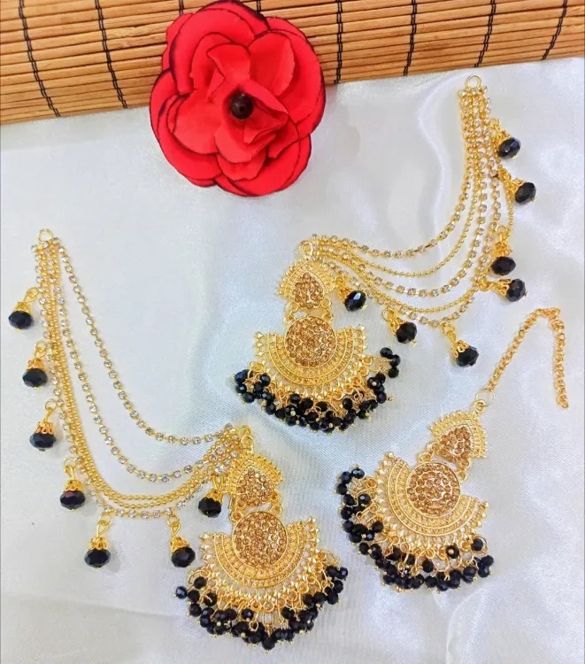 Bahubali earrings Tikka with sahara for beautiful girls and women's